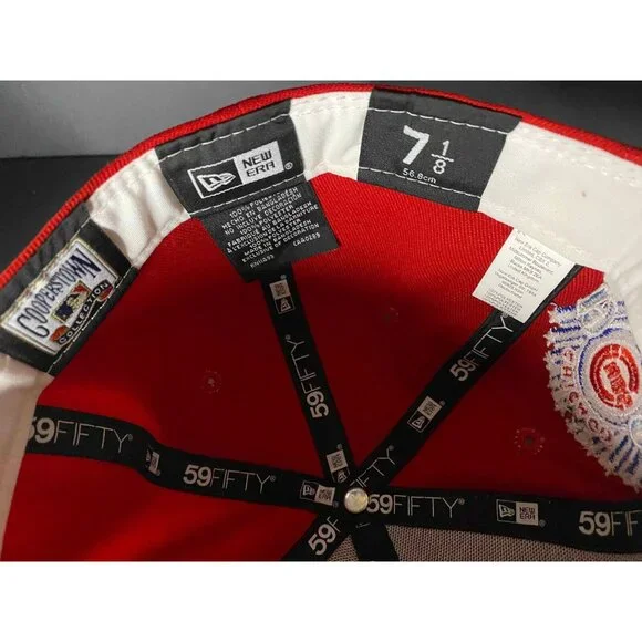 New Era 59FIFTY Chicago Cubs Red Hat 7 1/8 1990 ASG Patch Cap NWT - Picture 6 of 6